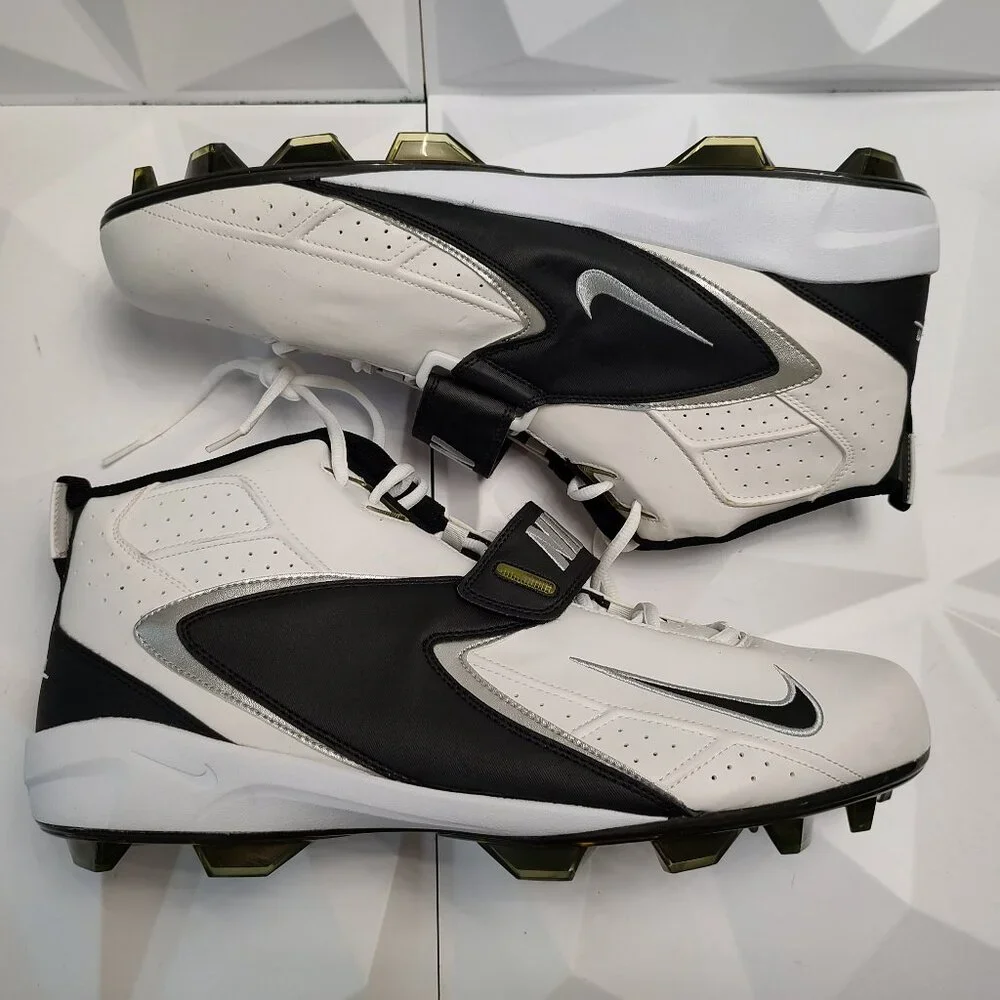 Nike Men's Football Cleats 18 White Black Shoe Lacrosse Air Zoom Boss Shark - Picture 1 of 11